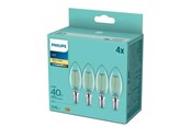 Armaturen & Lampen - Philips LED spot Classic Candle 4,3W/827 (40W) Clear 4-pack E14 - 929001889793