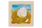 Puzzels - Goki Wooden Layer Puzzle - Kip Hout - 57521