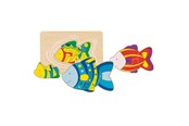 Puzzels - Goki Wooden 3-layer Puzzle Vis Hout - 57897