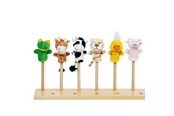 Pop, teddybeer en materiaal - Goki Plush Finger Puppet Animal 6pcs. - 15418