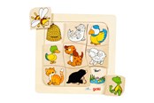 Puzzels - Goki Wooden Jigsaw Puzzle Who Lives Where? Hout - 56881