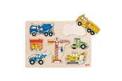 Puzzels - Goki Wooden Stud Puzzle - Work Vehicles Hout - 57593