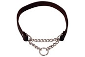 Honden - Dogman Leren halsband voor honden met correctieketting 18mmx35cm - 161435
