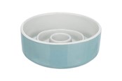 Honden - Trixie Slow Feeding Ceramic Bowl 0.45 l/ø 14 cm grey/blue - TX24520