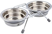 Honden - Trixie Roestvrijstalen Voerbakset met Rammelbescherming 2x 0.45L 13cm - TX25231