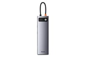 USB hub - Baseus Hub 11in1 Metal Gleam Series USB-C to 3x USB 3.0 + 2x HDMI + USB-C PD + Ethernet RJ45 + microSD/SD + VGA + AUX USB hub - 11 - USB 3.0 - Grijs - BSU2900