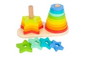 Speelgoed voor baby's - Small Foot - Wooden Stacking Tower Rainbow Circle and Star 19dlg. - 11720