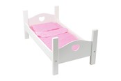 Pop, teddybeer en materiaal - Small Foot - Wooden Doll Bed White with Bedding 4dlg - 11212