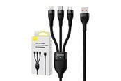 USB-kabel - Baseus 3in1 USB cable Flash Series USB-C + micro USB + Lightning 100W 1.2m (black) - CASS030001