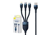 USB-kabel - Baseus 3in1 USB cable Flash Series USB-C + micro USB + Lightning 100W 1.2m (blue) - CASS030003