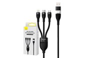 USB-kabel - Baseus 3in1 USB cable Flash Series 2 USB-C + micro USB + Lightning 100W 1.2m (black) - CASS030101