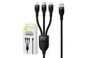 USB-kabel - Baseus 3in1 USB cable  Flash Series 2 USB-C + micro USB + Lightning 100W 1.5m (black) - CASS030201