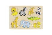 Puzzels - Goki Wooden Stud Puzzle Wild Animals Hout - 57874