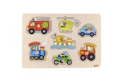 Puzzels - Goki Wooden Stud Puzzle Vehicles 7pcs. Hout - 57491