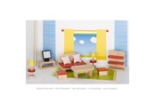 Pop, teddybeer en materiaal - Goki Doll Furniture Living Room - 51716