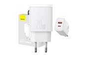 Mobiel - Adapters & Opladers - Baseus Compact Quick Charger USB USB-C 20W (white) - 6953156207240