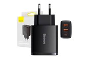 Mobiel - Adapters & Opladers - Baseus Compact Quick Charger 2 × USB-A + USB-C PD 3 A 30 W - Black - CCXJ-E01