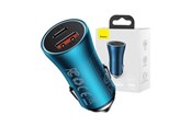 Mobiel - Adapters & Opladers - Baseus Golden Contactor Max car charger USB + USB-C 60W (blue) - CGJM000103