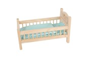 Pop, teddybeer en materiaal - Small Foot - Wooden Doll Bed Natural with Bedding. 4ldg. - 9601