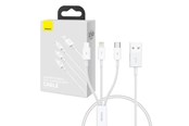 USB-kabel - Baseus Quick Charge USB to M+L+C Superior Data 3.5A 0.5m (White) - P10320105221-01
