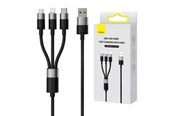 USB-kabel - Baseus 3in1 USB cable StarSpeed Series USB-C + Micro + Lightning 3.5A 1.2m (Black) - CAXS000001