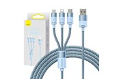 USB-kabel - Baseus 3in1 USB cable StarSpeed Series USB-C + Micro + Lightning 3.5A 1.2m (Blue) - CAXS000017