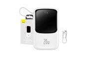 Powerbank - Baseus Powerbank Qpow PRO with cable USB-C 2xUSB 10000mAh 20W (White) Powerbank - Wit - 10000 mAh - PPQD060002