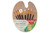 Schrijf- en tekenartikelen - Nassau Wooden palette with 4 flat and 4 round brushes - K-AR0822/GE