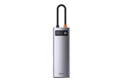 USB hub - Baseus Hub 8in1 Metal Gleam Series USB-C to 3x USB 3.0 + HDMI + USB-C PD + Ethernet RJ45 + microSD/SD USB hub - 7 - USB 3.0 - Grijs - CAHUB-CV0G