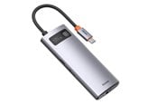 USB hub - Baseus Hub 6in1 Metal Gleam Series USB-C to 3x USB 3.0 + HDMI + USB-C PD + Ethernet RJ45 USB hub - 6 - USB 3.0 - Grijs - CAHUB-CW0G