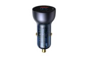 Mobiel - Adapters & Opladers - Baseus Dual Quick Charger Car Charger Particular Digital Display QC+PPS 65W (grey) - CCKX-C0G