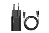Mobiel - Adapters & Opladers - Baseus Super Si Quick Charger 1C 25W with USB-C cable for USB-C 1m (black) - TZCCSUP-L01