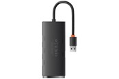 USB hub - Baseus Lite Series Hub 4in1 USB to 4x USB 3.0 25cm (Black) USB hub - 4 - USB 3.0 - Zwart - WKQX030001
