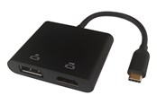 USB hub - Deltaco USB-C MST HUB 2x 4K/60Hz HDMI + DP black 0.1m USB hub - 3 - Zwart - USBC-HDDP