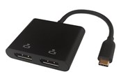 USB hub - Deltaco USB-C MST HUB 2x 4K/60Hz DP x 2 black 0.1m USB hub - 4 - Zwart - USBC-2DP
