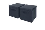 Archivering & Opslag - Leitz Stoffen opbergdoos met deksel groot, Fluweel grijs, set van 2 - 61450089