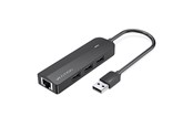 USB hub - Vention 3-Port USB 2.0 Hub with 100M Ethernet Adapter 0.15M Black USB hub - 5 - USB 2.0 - Zwart - CHPBB