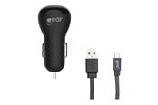 Mobiel - Adapters & Opladers - GEAR Charger 12V 1xUSB 1A Black MicroUSB Cable 1m - 665009