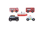 Houten speelgoed - Bigjigs Wooden Vehicles 5pcs. - BJT064