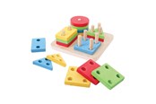 Speelgoed voor baby's - Bigjigs Wooden Shapes Stacking Game 17dlg. - BB094