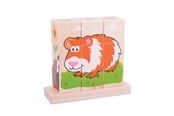 Speelgoed voor baby's - Bigjigs Wooden Block Puzzle Pets 10pcs. - BB104