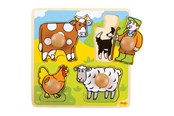 Speelgoed voor baby's - Bigjigs Wooden Stud Puzzle Farm 4 pcs. - BJ520
