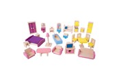 Dolls & Accessories - Bigjigs Wooden Dollhouse Furniture 27dlg. - JT116
