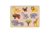 Puzzels - Bigjigs Wooden Stud Puzzle Safari 9 pieces. Hout - BJ258