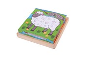 Speelgoed voor baby's - Bigjigs Wooden Block Puzzle Farm Animals - BJ798