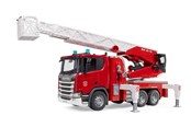 Speelgoedauto - Bruder Scania Super 560R Brandweerwagen met ladder, waterpomp en Licht & Geluid speelgoed - 03591