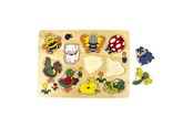 Puzzels - Playwood Wooden Stud Puzzle Animals around the House 10 pcs Hout - 01680
