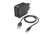 Mobiel - Adapters & Opladers - Hama Charger 220V with USB-C Cable Qualcomm 19.5W Black - 00201625