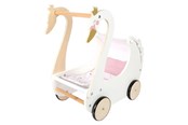 Pop, teddybeer en materiaal - Small Foot - Wooden Doll Pram Swan - 12283