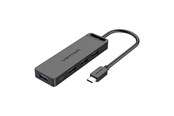 USB hub - Vention Hub 5in1 with 4 Ports USB 3.0 and USB-C cable 0.15m Black USB hub - 4 - USB 3.0 - Zwart - TGKBB